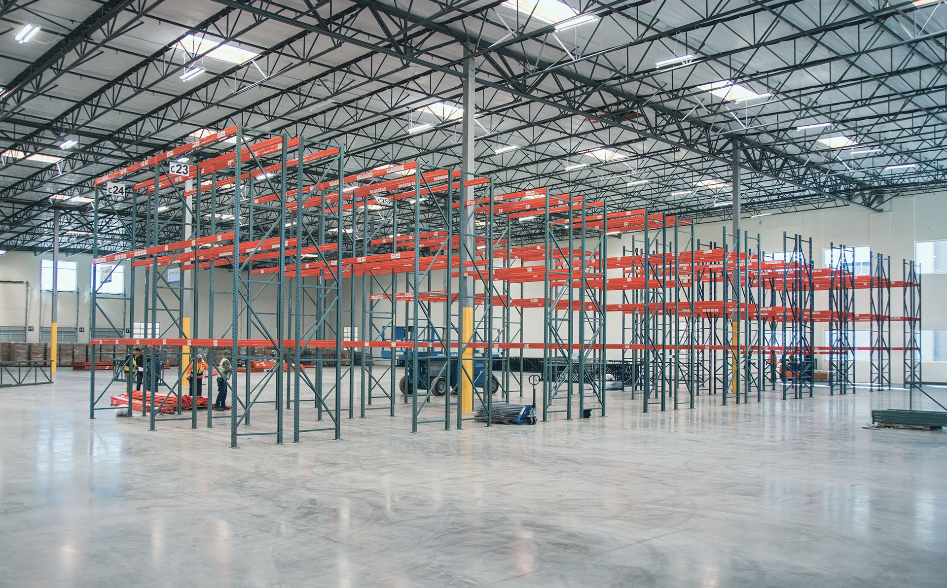 Pallet rack rows ready for teardown and relocation